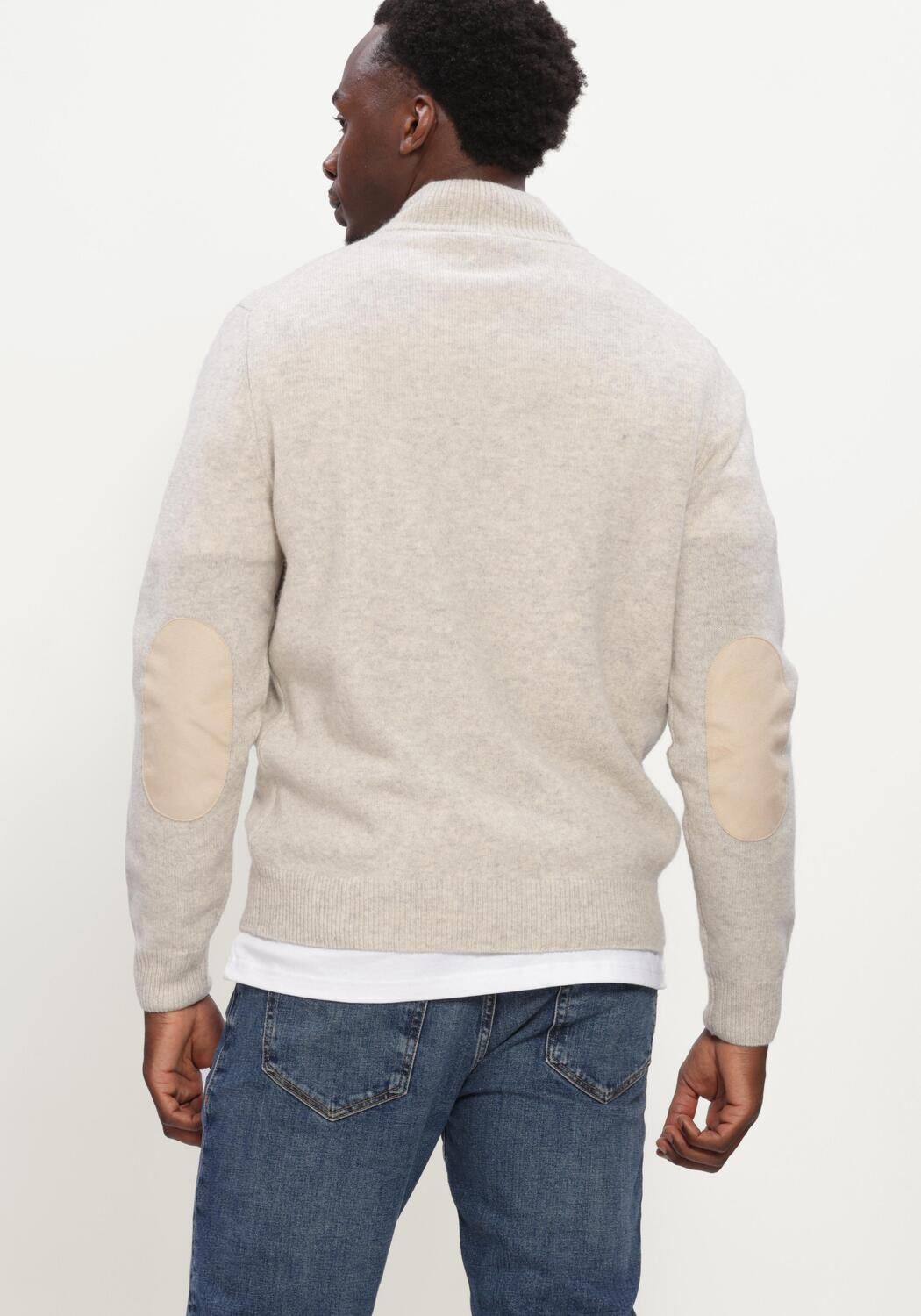 Beige BARBOUR Trui ESSENTIAL PATCH HALF ZIP KNITTED JUMPER - large