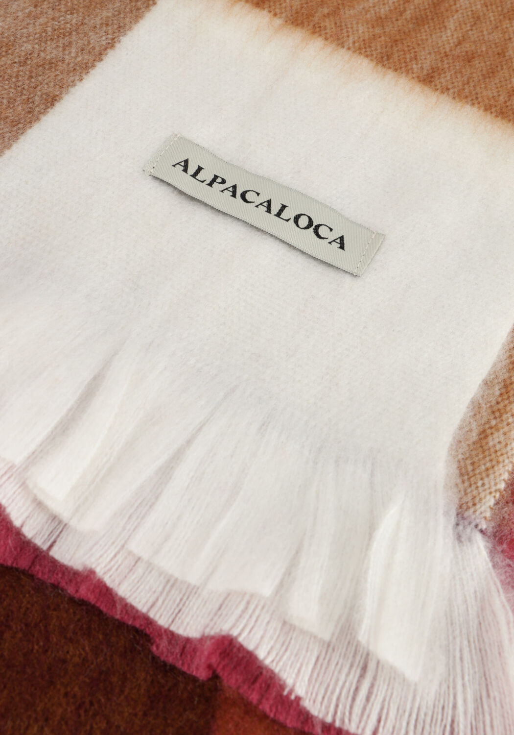 Rode ALPACA LOCA Sjaal SCARF BLOCKED - large