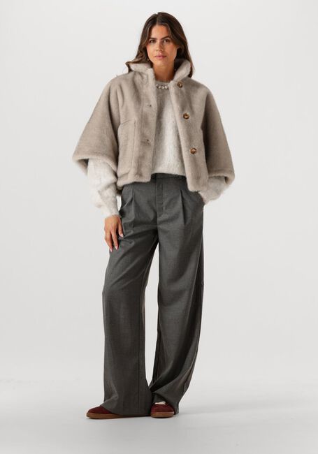 GESTUZ Pantalon large GZPAULA MELANGE MW WIDE PANTS en gris - large