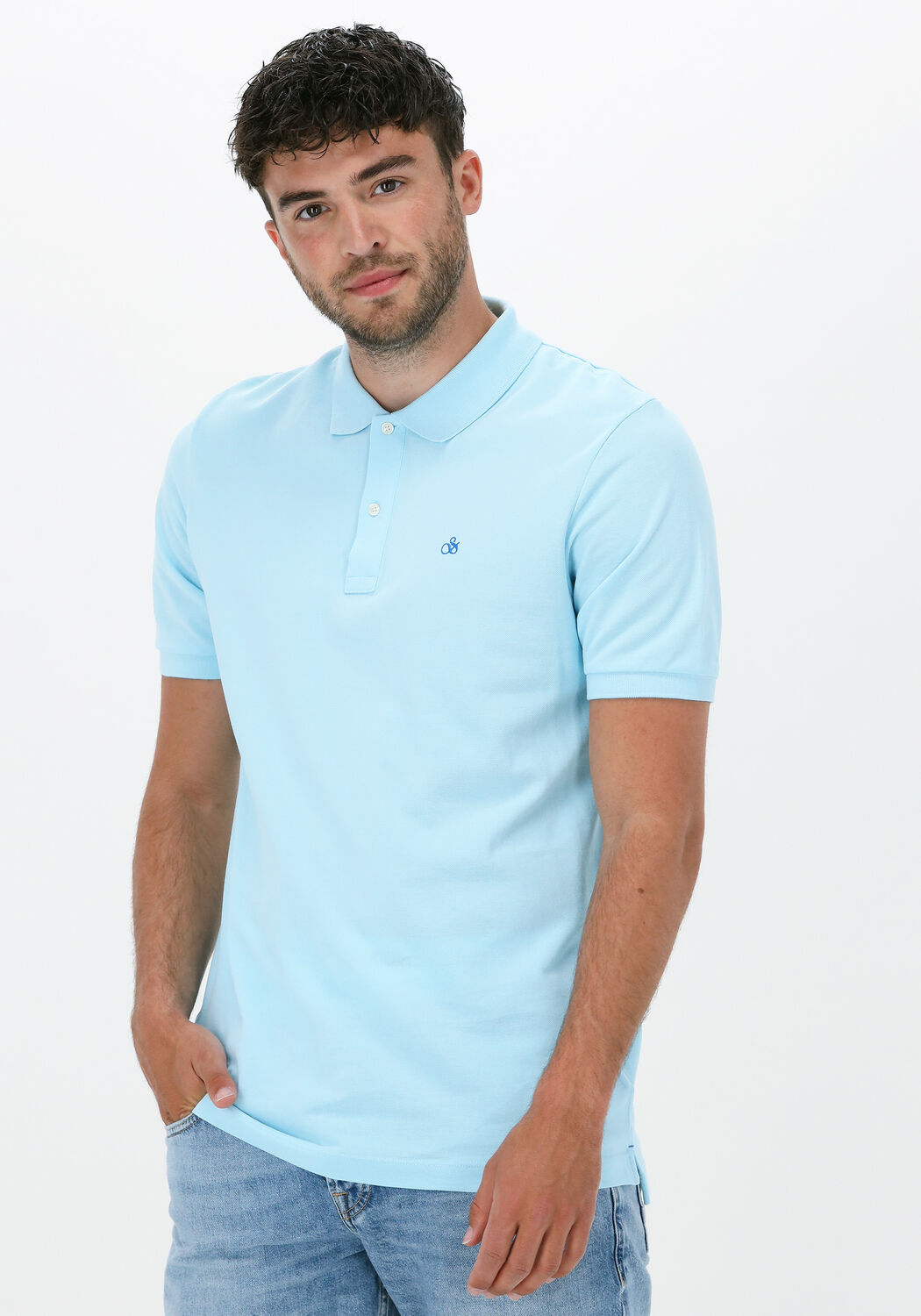 SCOTCH SODA Polo CLASSIC PIQUE POLO IN ORGANIC COTTON Bleu clair Omoda