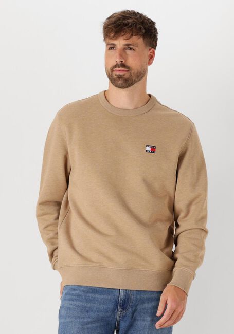 TOMMY JEANS Pull TJM REG BAGDE CREW EXT en marron - large
