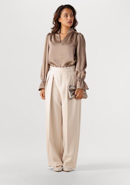 Taupe NEO NOIR  AMARA HEAVY SATIN BEDAZ BLOUSE - large