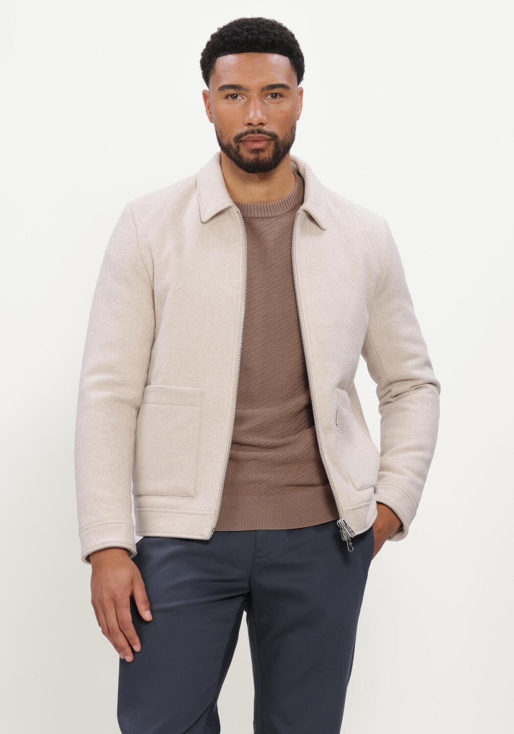CAST IRON Jack SHORT JACKET TWOOL SMART JACKET en beige - large