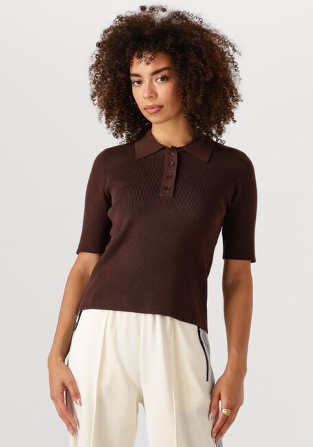 Bruine HAUTE L'AMITIÉ T-shirt PICCOLO SS POLO RIB KNIT - large