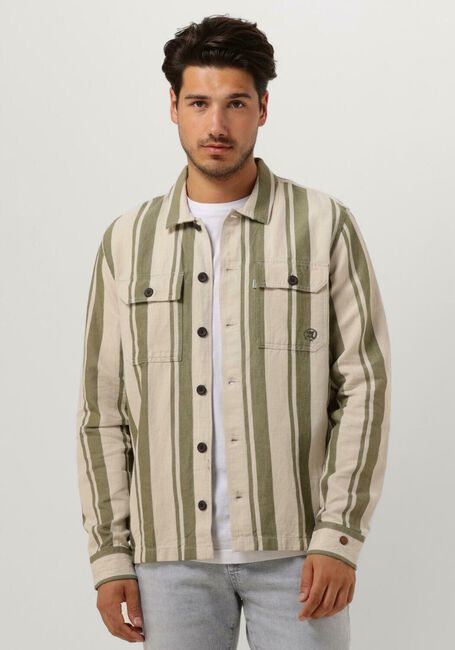 CAST IRON Surchemise LONG SLEEVE SHIRT SANBORN TWILL STRIPE en beige - large