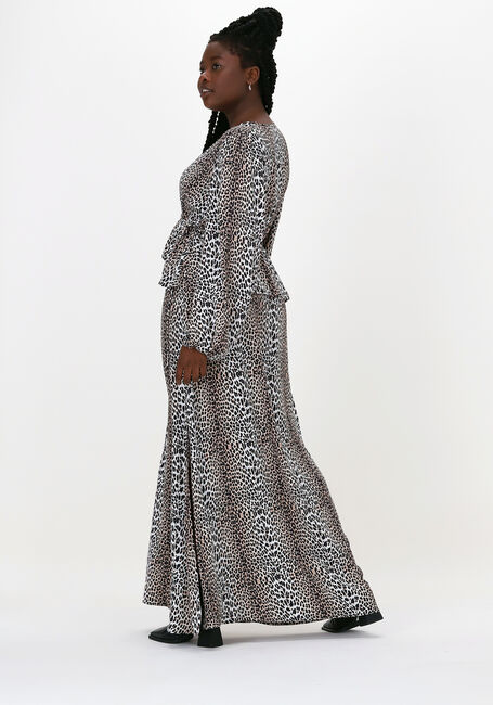 Beige NOTES DU NORD Maxi jurk ALICIA LEOPARD DRESS - large