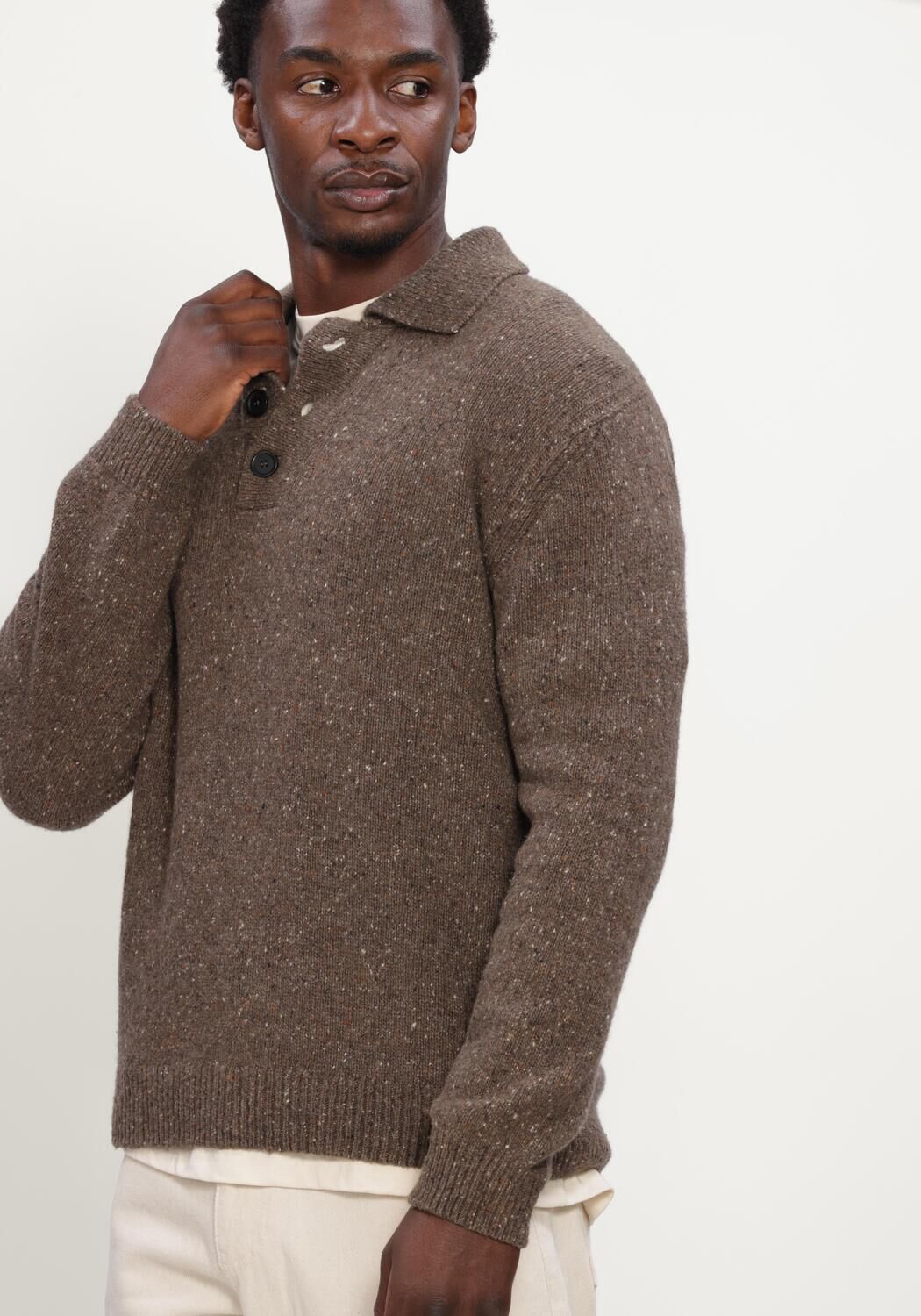 THE GOODPEOPLE Pull KPOLO en marron - large