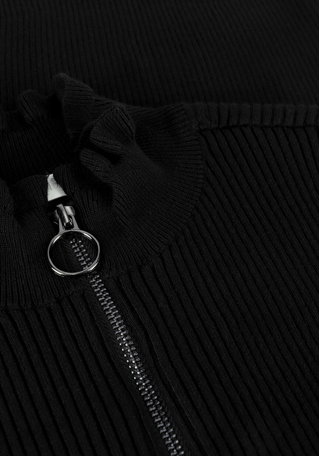 Zwarte CO'COUTURE Trui BADU FRILL ZIPP KNIT - large