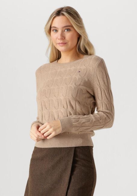 Beige TOMMY HILFIGER Trui SOFT WOOL CABLE C-NK LS SWT - large