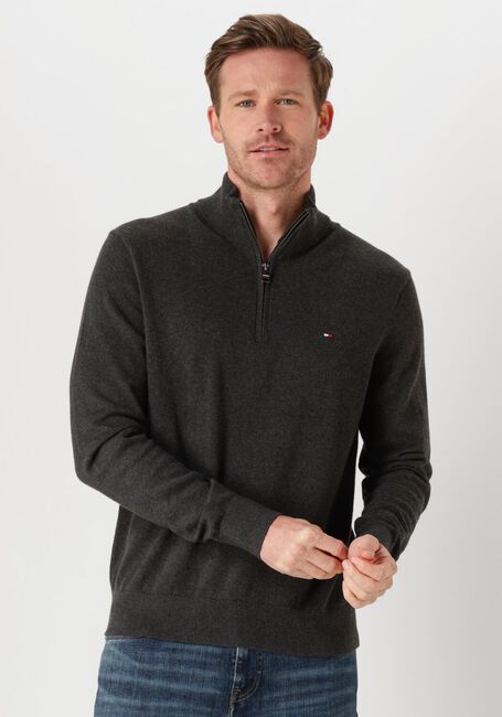 TOMMY HILFIGER Pull PIMA ORG CTN CASHMERE ZIP MOCK Gris foncé - large