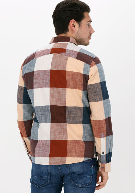 CAST IRON Chemise décontracté LONG SLEEVE SHIRT BOLD CHECK SLUB COTTON en marron - large