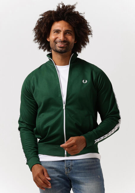 Groene FRED PERRY Vest TAPED TRACK JACKET - large