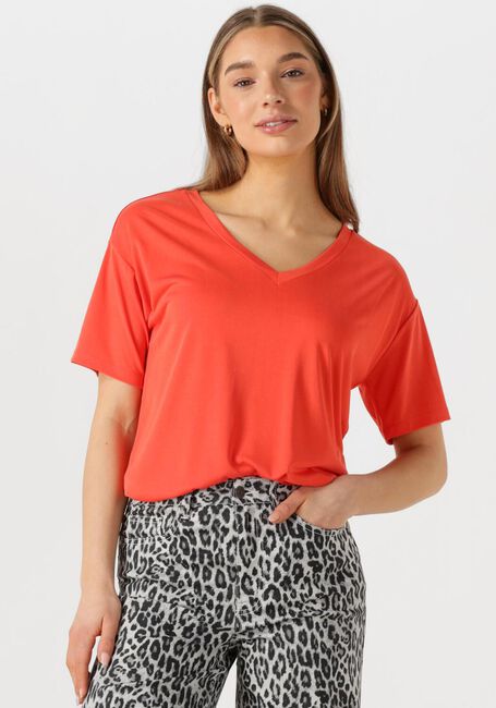 OBJECT T-shirt OBJANNIE RE S/S V-NECK TOP en orange - large