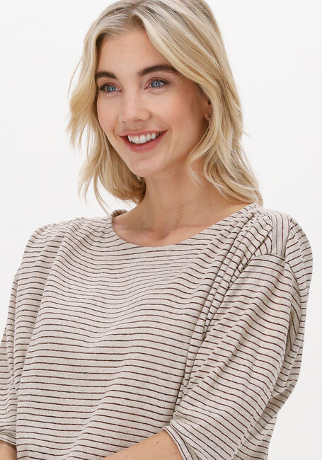 SUMMUM Haut TOP COTTON LINEN METALLIC STRI en beige - large