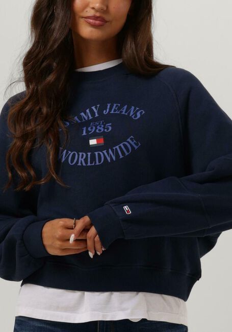 Donkerblauwe TOMMY JEANS Trui RLX WORLDWIDE RAGLAN CREW - large