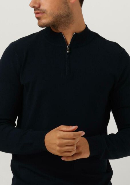 Donkerblauwe PUREWHITE Trui ESSENTIAL KNIT HALF ZIP LS - large