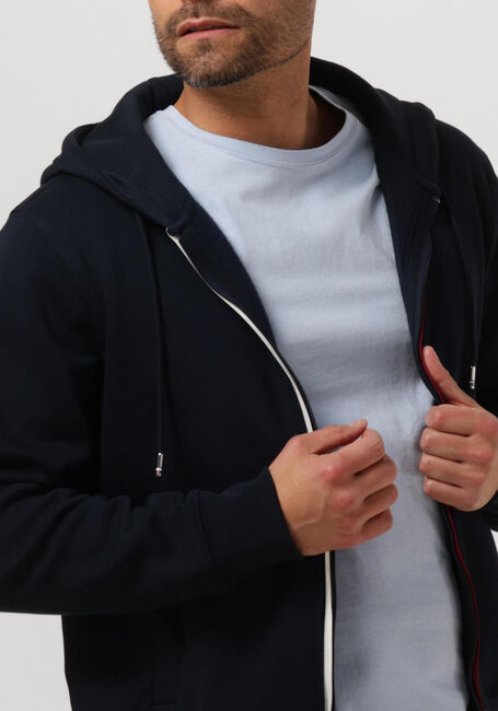 Donkerblauwe TOMMY HILFIGER Vest SPLIT GLOBAL STRIPE ZIP HOODY - large