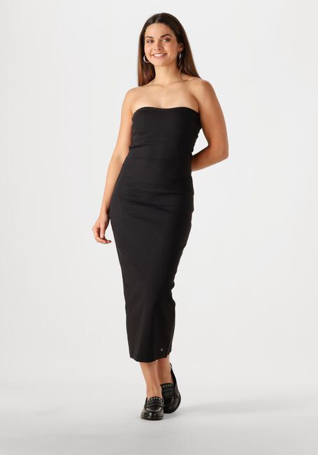 Zwarte CALVIN KLEIN Midi jurk WOVEN LABEL RIB SLEEVELESS DRESS - large