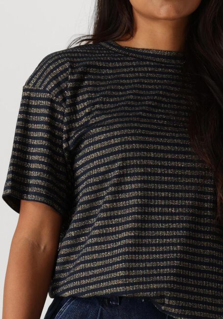 SUMMUM Haut SHORTSLEEVE TOP LUREX RIB STRIPE en bleu - large