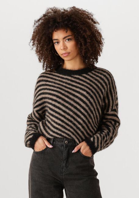 Zwarte BY-BAR Trui DIAGONAL NATURAL PULLOVER - large