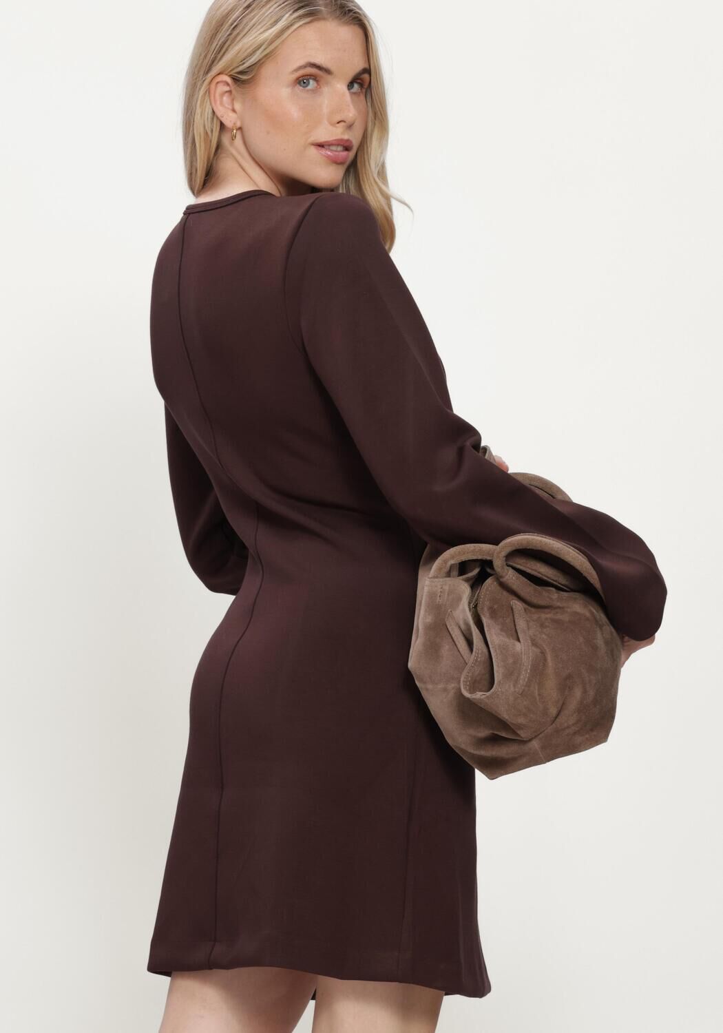 OBJECT Mini robe OBJANDREA L/S RE SHORT DRESS en marron - large