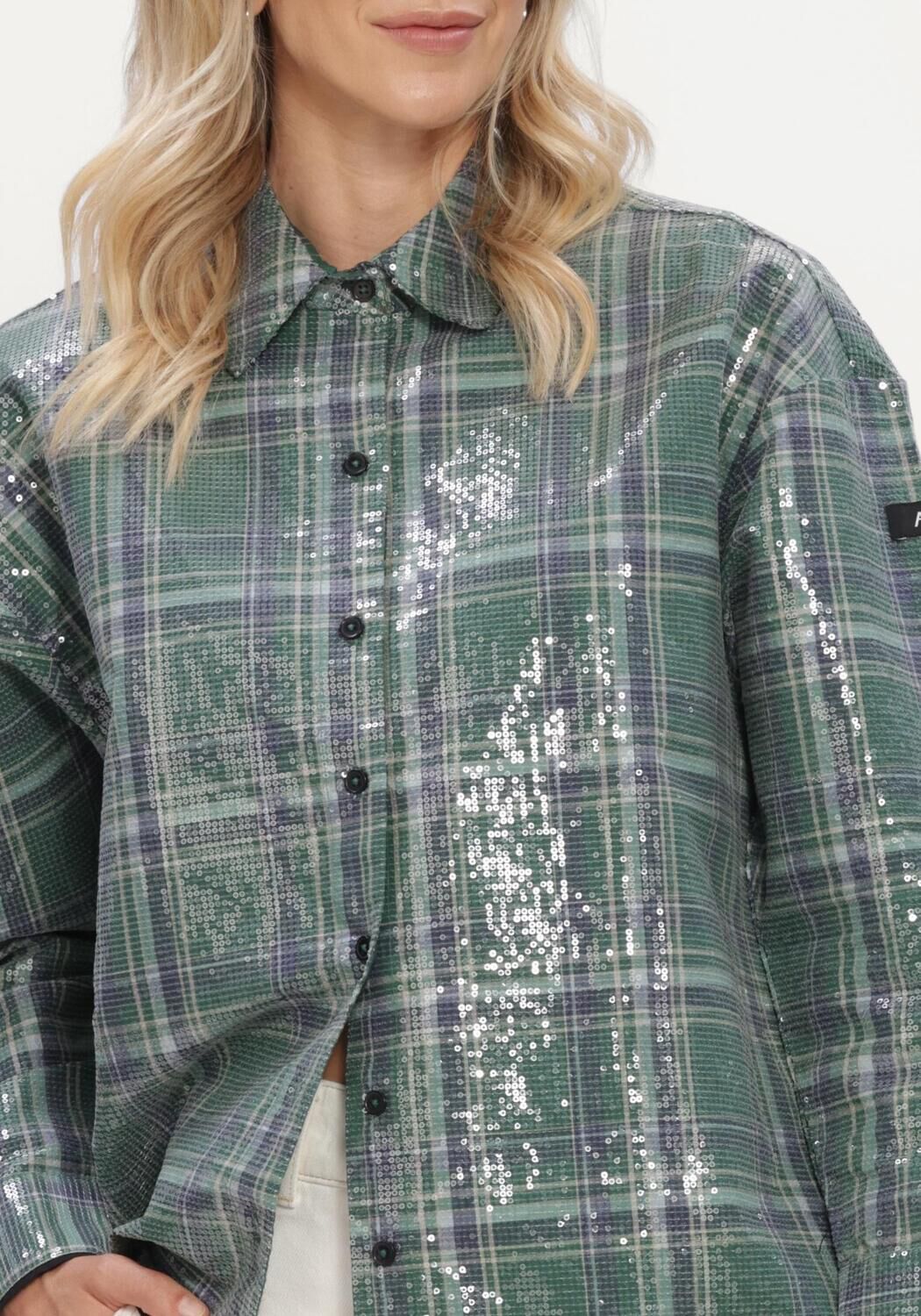 ALIX THE LABEL LADIES WOVEN SEQUINS CHECK BLOUSE Blouses en vert - large