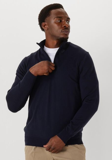 Donkerblauwe PROFUOMO Trui PULLOVER HALF ZIP MERINO - large
