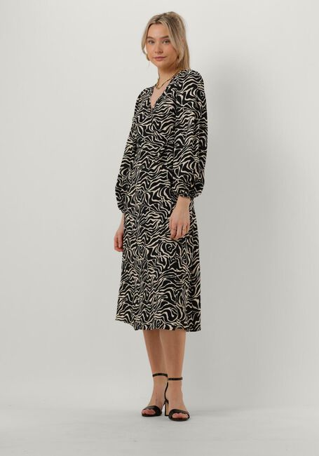 Zwarte OBJECT Midi jurk OBJLEONORA L/S WRAP MIDI DRESS - large
