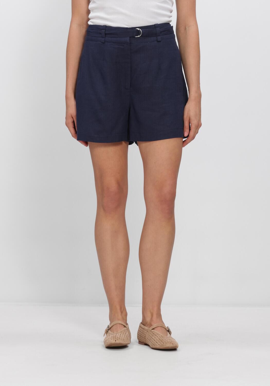 Donkerblauwe Y.A.S. Broeken/jumpsuits YASAGANA HW LINEN BLEND MINI SHORTS S - large