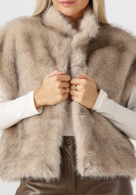 Taupe NEO NOIR Bodywarmer KEVINI FAUX FUR VEST - large