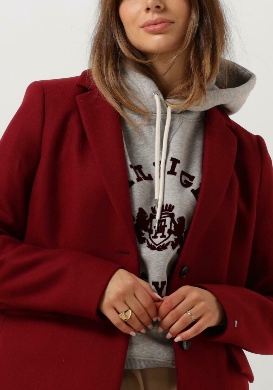 tommy hilfiger manteau wool blend classic coat en rouge
