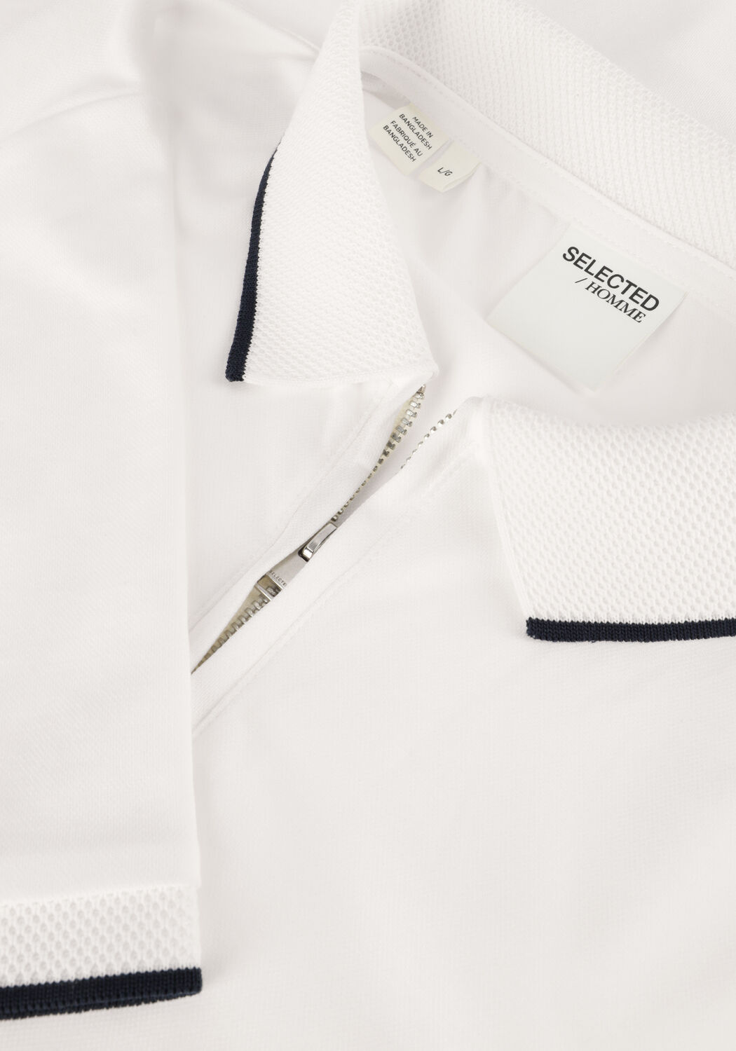 Witte SELECTED MEN Polo SLHFAVE SPORT ZIP SS POLO NOOS - large