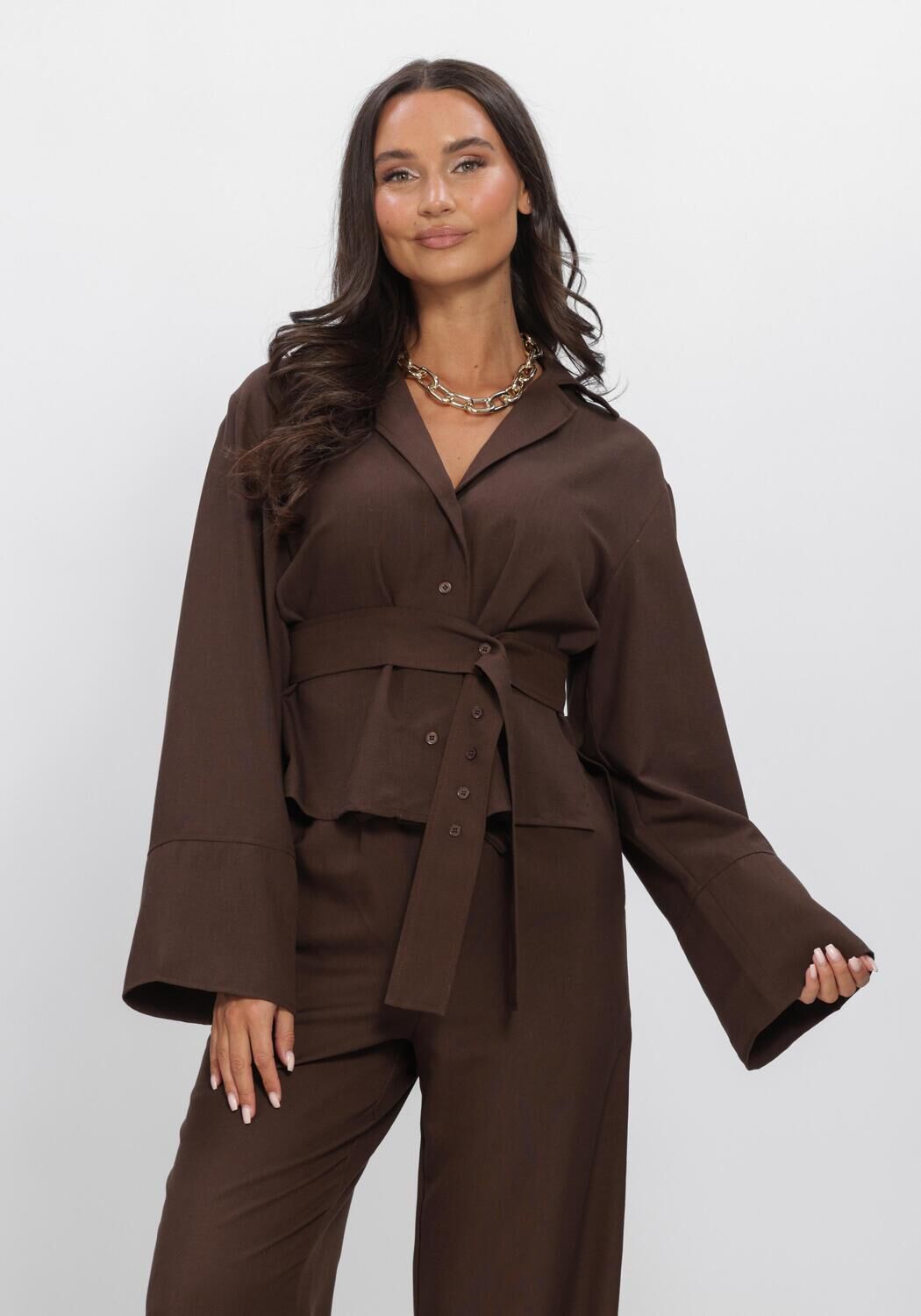 AIMEE THE LABEL FALKOHS BLOUSE Blouses en marron - large