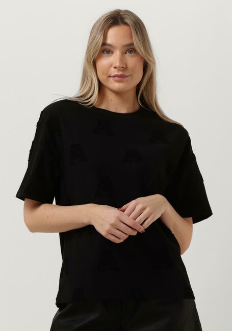 ALIX THE LABEL T-shirt LADIES KNITTED A JACQUARD T-SHIRT en noir - large