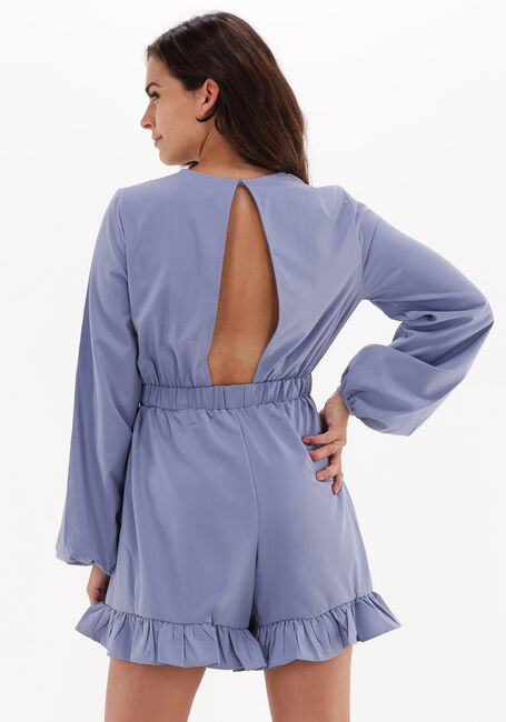 Lichtblauwe NA-KD  LONG SLEEVE FRILLED PLAYSUIT - large