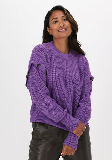 CO'COUTURE Pull ROWIE BUTTON KNIT en violet - large