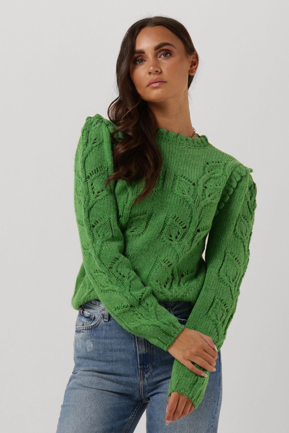 Groene Y.A.S. Trui YASFOREST LS KNIT PULLOVER S. Omoda