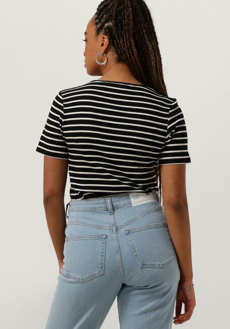 Zwarte ANOTHER LABEL T-shirt ELYNE STRIPE T-SHIRT S/S - large