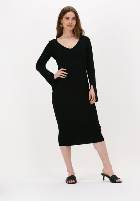 Zwarte NOTES DU NORD Midi jurk CHRISTINE KNITTED DRESS - large