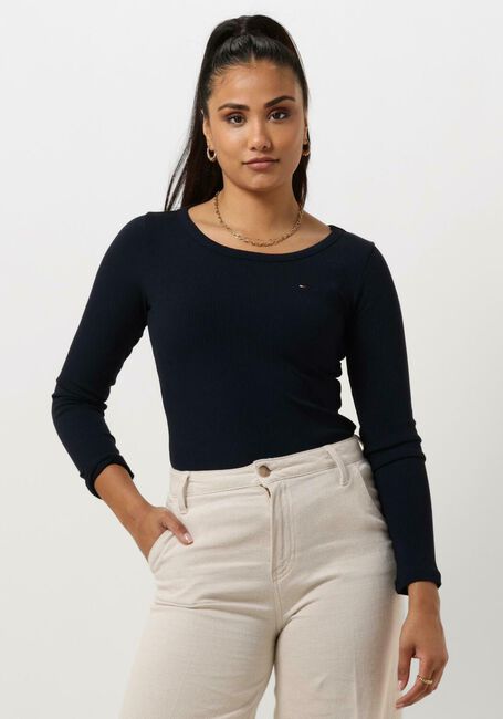 TOMMY HILFIGER Haut SLIM 5X2 RIB O-NK LS Bleu foncé - large