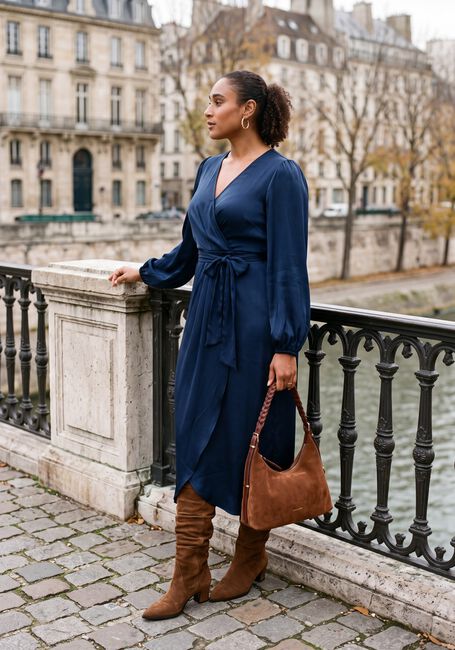 LINA LOCCHI Robe midi LL-BEA Bleu fonc&eacute; - large