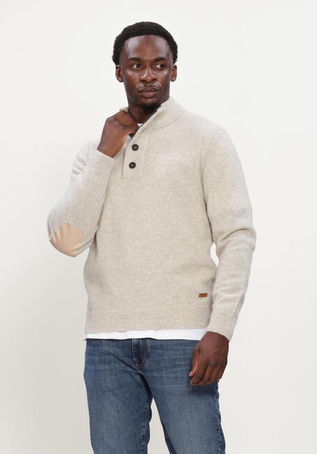 Beige BARBOUR Trui ESSENTIAL PATCH HALF ZIP KNITTED JUMPER - large