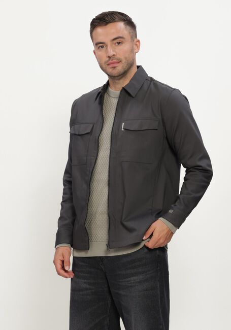 Donkergrijze CAST IRON Overshirt LONG SLEEVE SHIRT TECH STRETCH - large