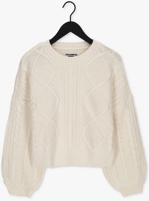 COLOURFUL REBEL Pull OLIVIA CABLE KNITWEAR SWEATER Blanc - large