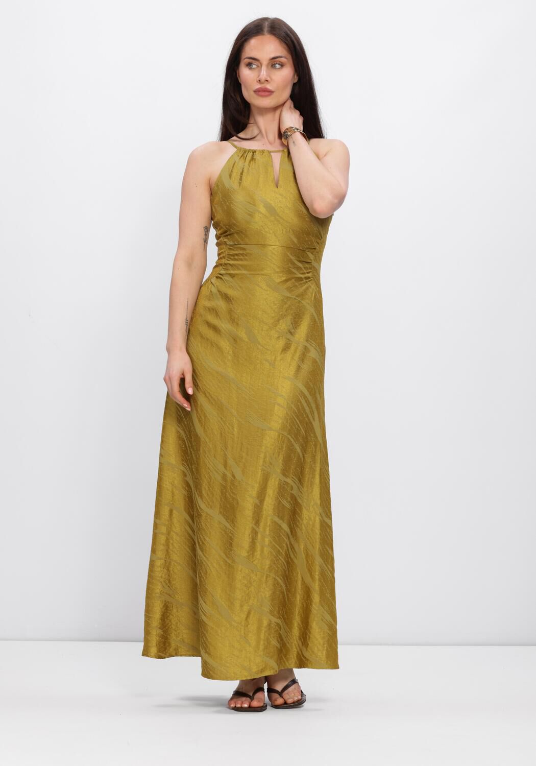 Gele Y.A.S. Maxi jurk YASWIMMA LONG HALTERNECK - large