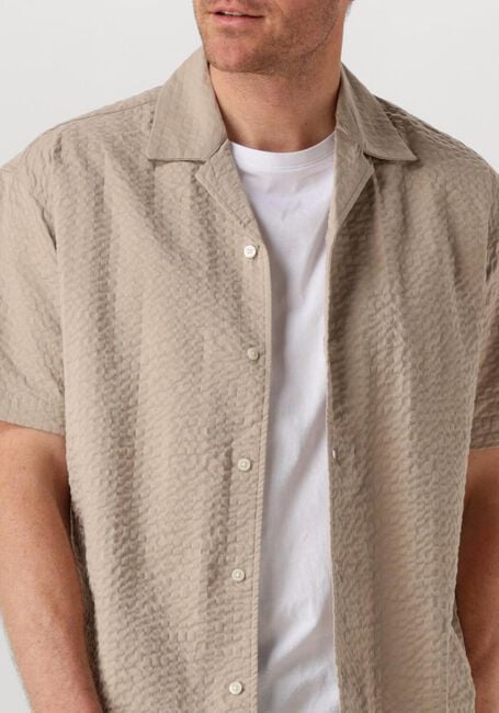 Beige SELECTED HOMME Casual overhemd SLHRELAXED-ACE SEERSUCKER SS SHIRT - large