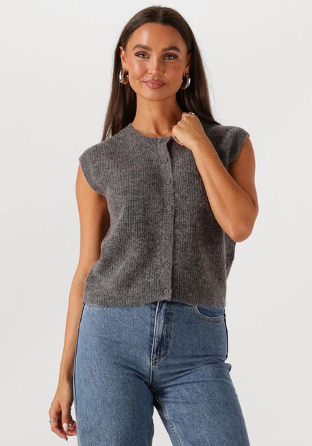Grijze SELECTED FEMME Vest SLFLULU SL BUTTON O-NECK VEST EX - large