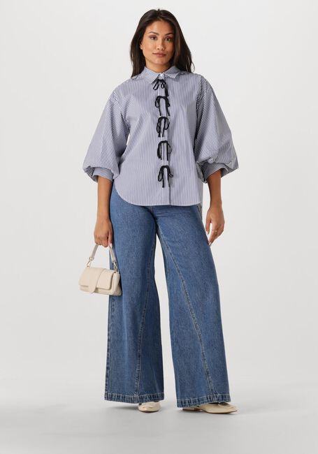 JANSEN AMSTERDAM LOIS BLOUSE CSB 798 BOWSTRAPS 3/4 SLEEVE WIDE FIT Blouses en bleu - large