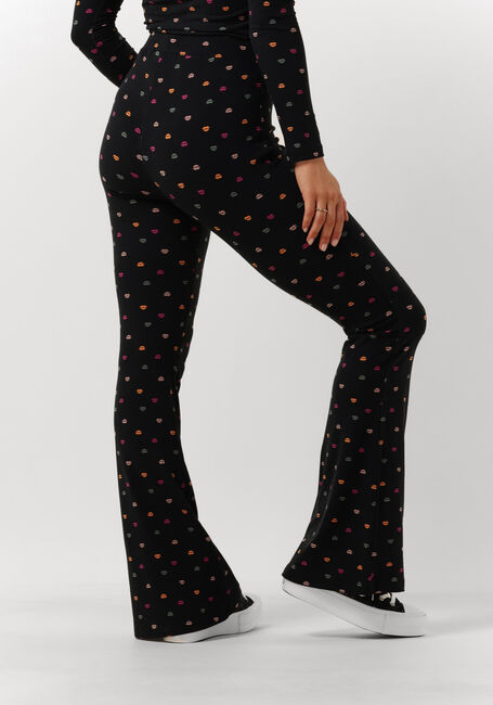 Zwarte COLOURFUL REBEL Flared broek LIPS PEACHED FLARE PANTS - large