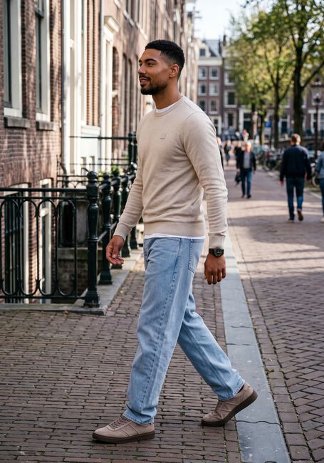 BUTCHER OF BLUE Pull CLIFDEN CREW en beige - large